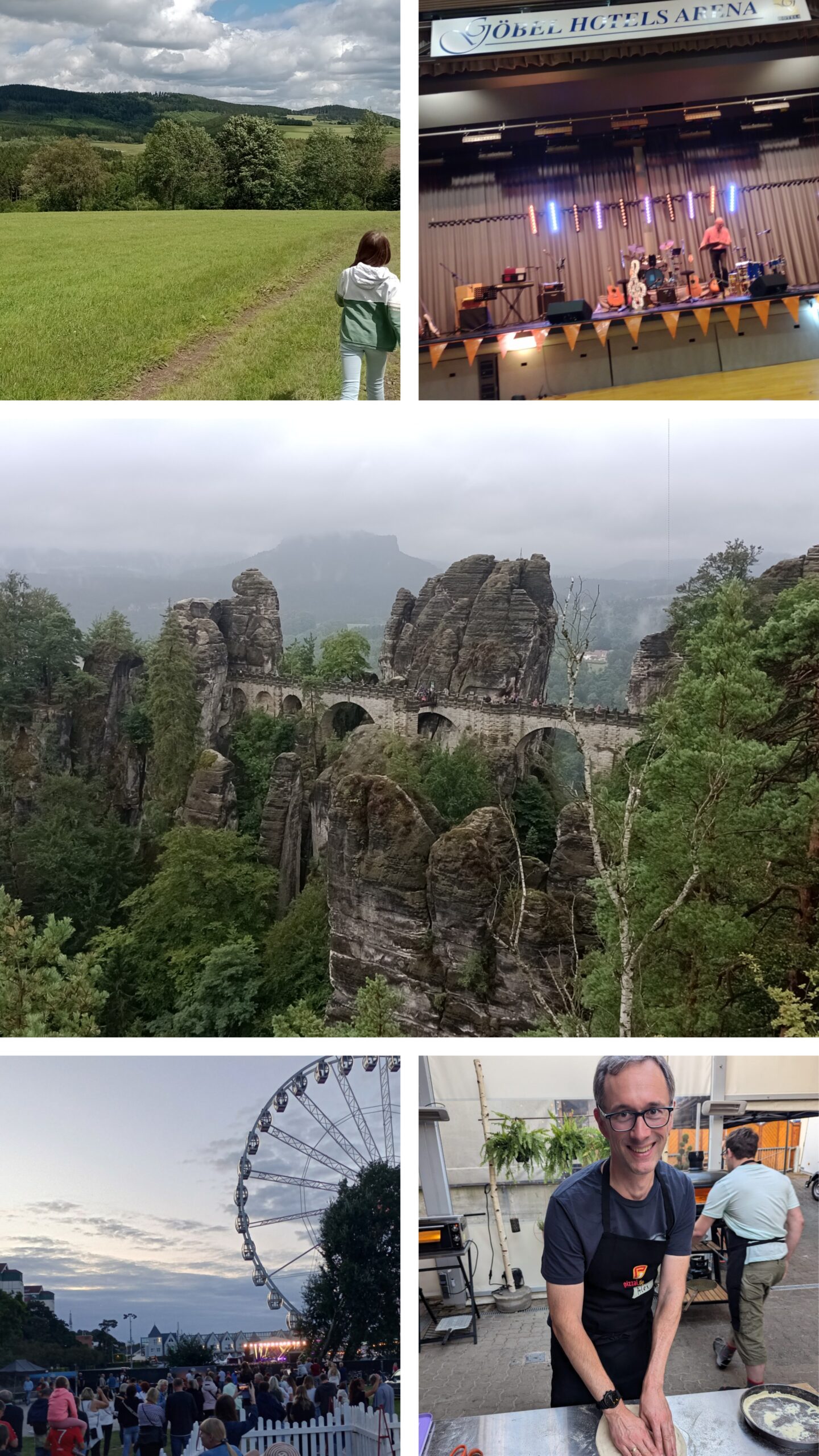 Sommer 2024: Wanderung Rothaarsteig-Spur, 70 Jahre Starke+Reichert, Basteibrücke, Heringsdorf / Usedom, Pizzakurs.